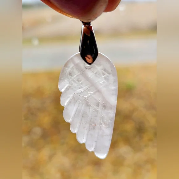 Crystal Wing Pendants! Quartz, Tigers Eye, Jasper. Angel Wings Necklace. Gems - Picture 1 of 9